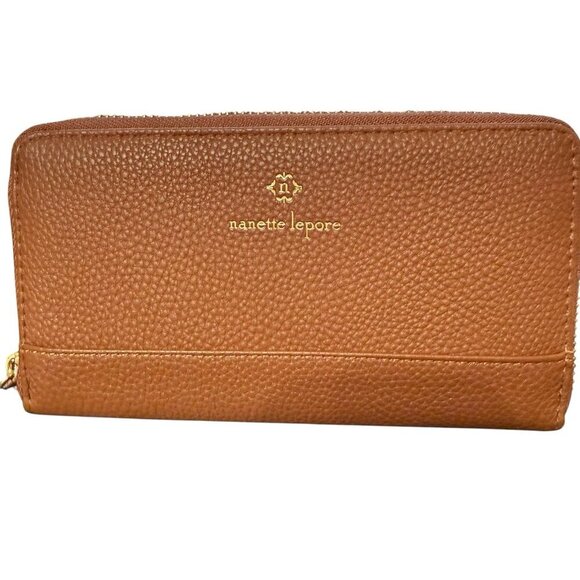 Nanette Lepore Women's Vegan Leather Zip Around Clutch Wallet Camel Tan NWT - Picture 2 of 4